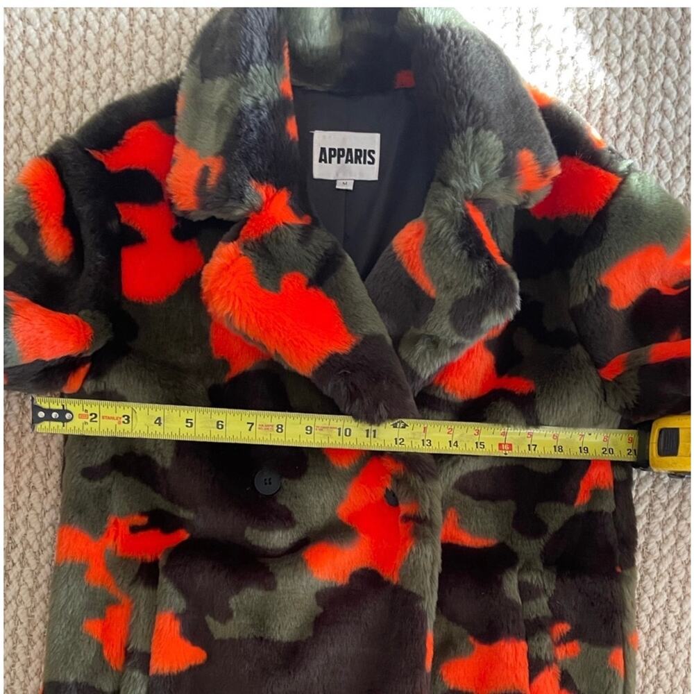 Apparis Faux Fur Jacket. Black, Orange and Green - Picture 3 of 12